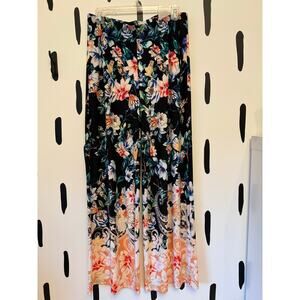 Chico’s Palazzo Pants Size 1R (US 8/10) Bold Floral Wide Leg Pull-On Pants – NWT